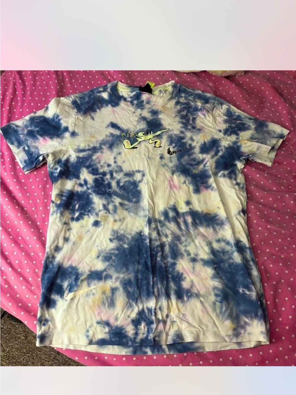 Nike Blue and White Tie-Dye Short Sleeve Tee